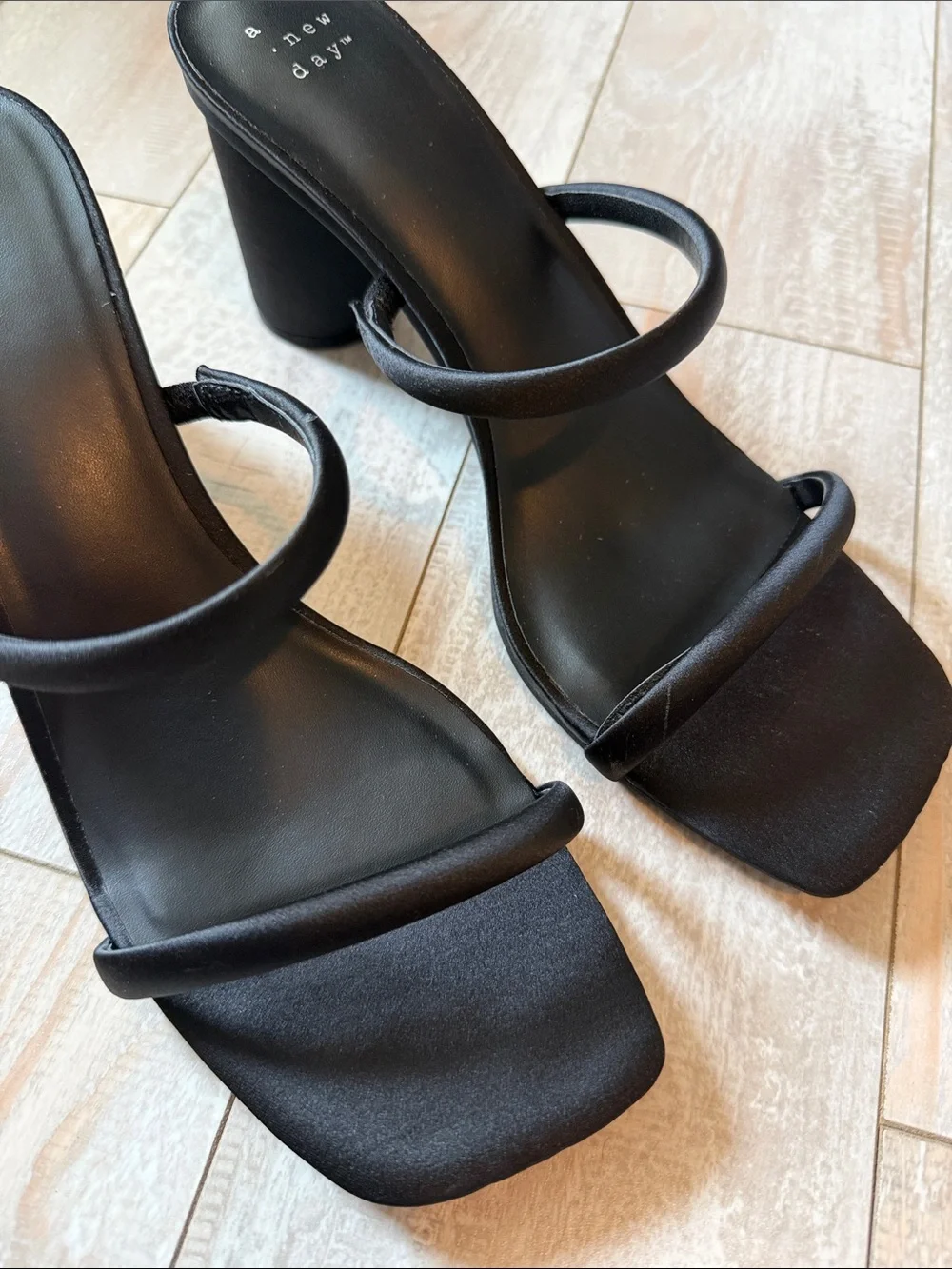 a new day Black Strappy Block Heel Sandals
